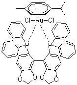 结构式 CAS# 944451-28-9, 二氯[(R)-(+)-5,5'-双(1,1-二苯基膦)-4,4'-联-1,3-苯并二恶茂](对伞花烃)钌(II)