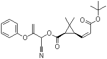 3-[3-(1,1-Dimethylethoxy)-3-oxo-1-propenyl]-2,2-dimethyl-[1R-[1alpha(R*),3alpha(Z)]]-cyclopropanecarboxylic acid 1-cyano-2-phenoxy-2-propenyl ester molecular structure (CAS 94536-37-5)