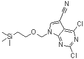 2,4-Dichloro-7-[[2-(trimethylsilanyl)ethoxy]methyl]-7H-pyrrolo[2,3-d]pyrimidine-5-carbonitrile molecular structure (CAS 950661-87-7)