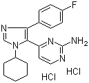 结构式 CAS# 950912-80-8, PF 670462; 4-[1-环己基-4-(4-氟苯基)-1H-咪唑-5-基]-2-嘧啶胺盐酸盐