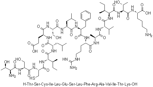 L-Threonyl-L-seryl-L-cysteinyl-L-isoleucyl-L-leucyl-L-alpha-glutamyl-L-seryl-L-leucyl-L-phenylalanyl-L-arginyl-L-alanyl-L-valyl-L-isoleucyl-L-threonyl-L-lysine molecular structure (CAS 955376-35-9)