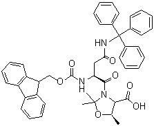 (5R)-3-[(2S)-2-[[(9H-Fluoren-9-ylmethoxy)carbonyl]amino]-1,4-dioxo-4-[(triphenylmethyl)amino]butyl]-2,2,5-trimethyl-4-oxazolidinecarboxylic acid molecular structure (CAS 957780-59-5)