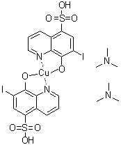Bis[8-hydroxy-7-iodo-5-quinolinesulfonato(2-)-N1,O8]-dihydrogen cuprate(2-)  compd. with N,N-dimethylmethanamine (1:2) molecular structure (CAS 95873-71-5)