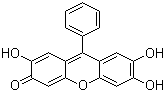 structure of CAS# 975-17-7, Phenylfluorone;Fluorone Black; 9-Phenyl-2,3,7-trihydroxy-6-fluorone; 2,6,7-Trihydroxy-9-phenylisoxanthen-3-one