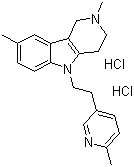 2,3,4,5-Tetrahydro-2,8-dimethyl-5-[2-(6-methyl-3-pyridyl)ethyl]-1H-pyrido[4,3-b]indole dihydrochloride molecular structure (CAS 97657-92-6)