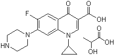 structure of CAS# 97867-33-9, Ciprofloxacin lactate ;1-Cyclopropyl-6-fluoro-1,4-dihydro-4-oxo-7-(1-piperazinyl)-3-quinolinecarboxylic acid lactate